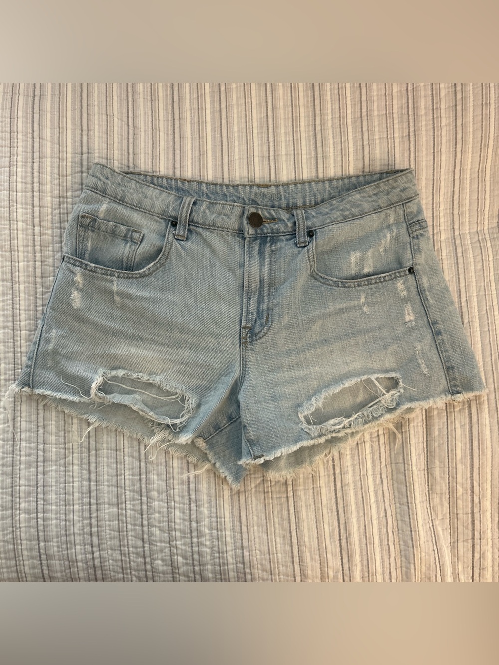 BDG Light Wash Distressed Denim Shorts